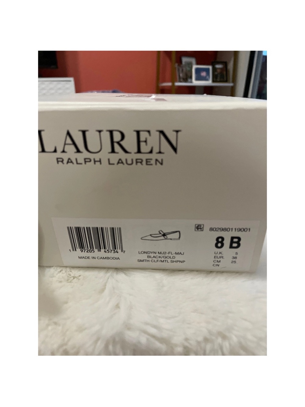 Ralph Lauren Black Pointed Mary Jane Flats with Gold Trim - Picture 5 of 5